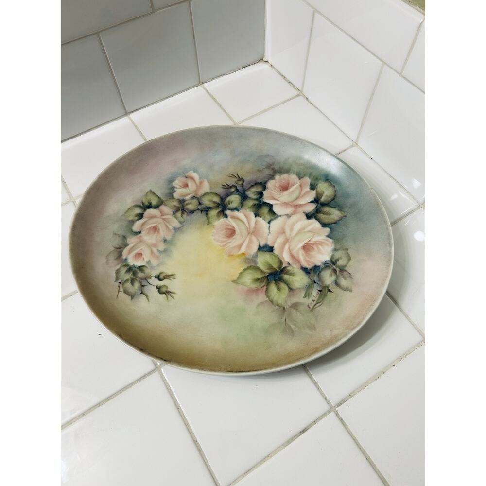 Vintage Syracuse China Serving Platter Pink Roses Made In USA Rare Design